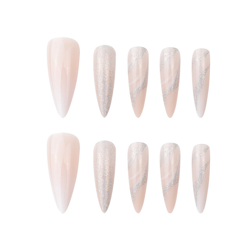 Artistic Glitter-Accent Stiletto Press-On Nails Kalsten