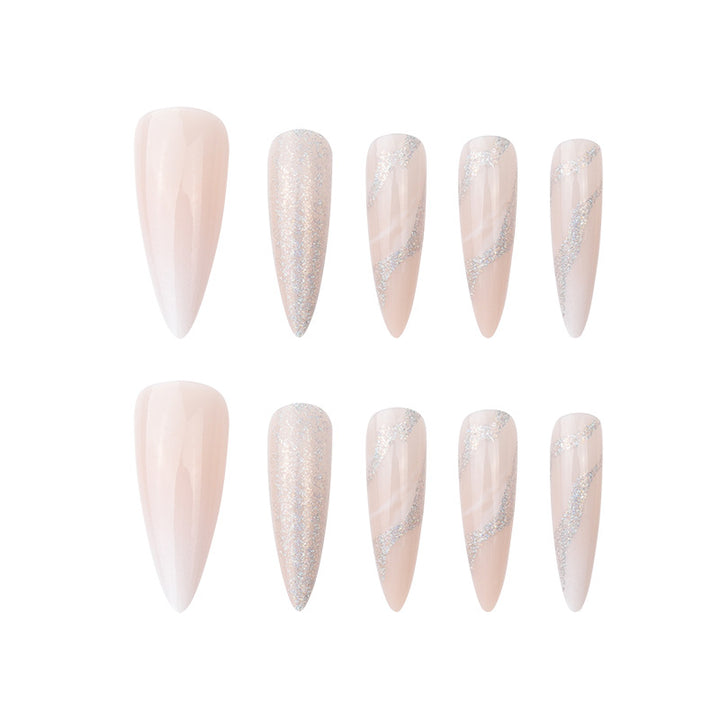 Artistic Glitter-Accent Stiletto Press-On Nails Kalsten