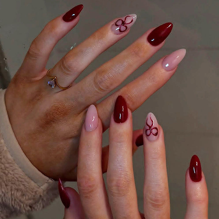 Artificial nail set with elegant bow and glitter accents Kalsten 1789119024