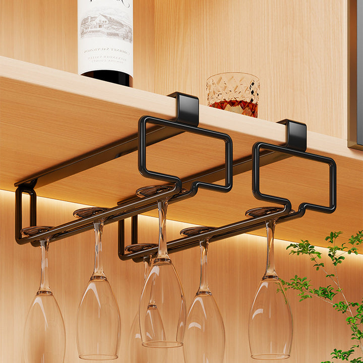 Under-Shelf Stainless Steel Double-Row Wine Glass Holder Rack
