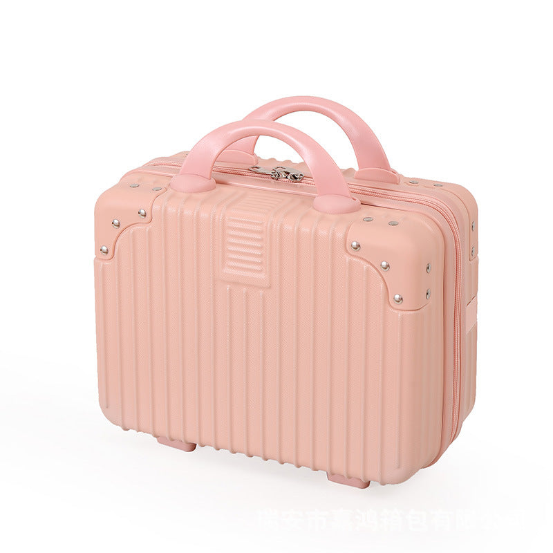 compact hard-shell travel vanity cosmetic and tech organizer with ribbed shell reinforced corners removable padded insert Kalsten