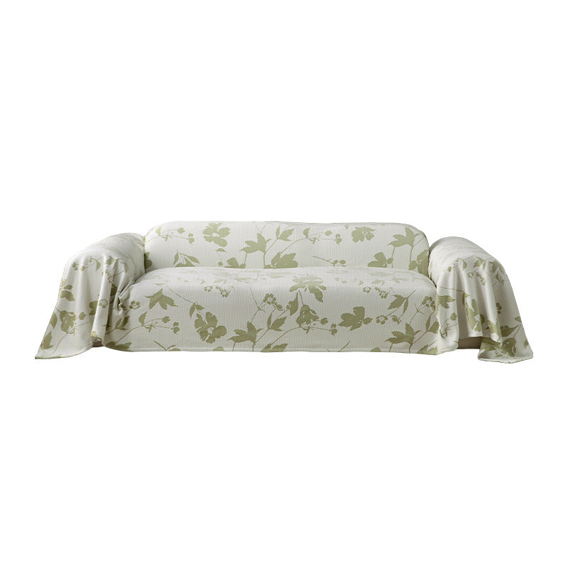 Universal sofa cover with floral relief and elastic hem