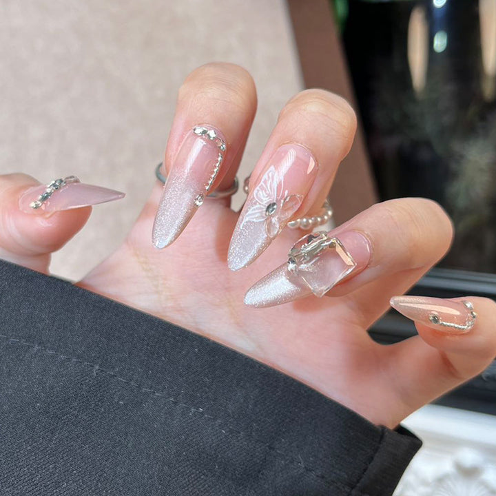 Glossy Nail Art Set with Sparkling Glitter Accents Kalsten