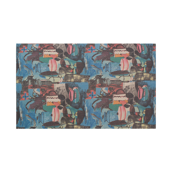 Flat woven washable table runner made of easy-care cotton-polyester blend with Moroccan ornament pattern