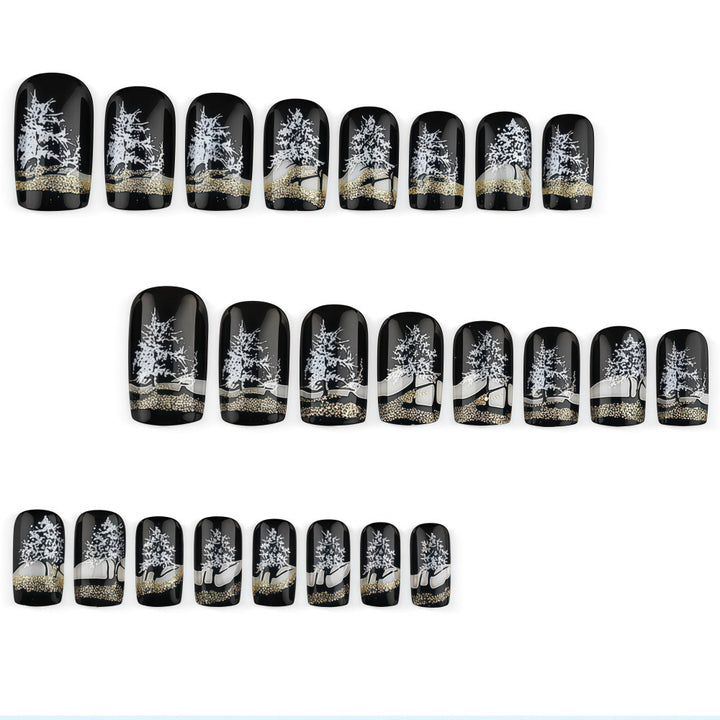 Artificial nails with romantic winter forest pattern Kalsten