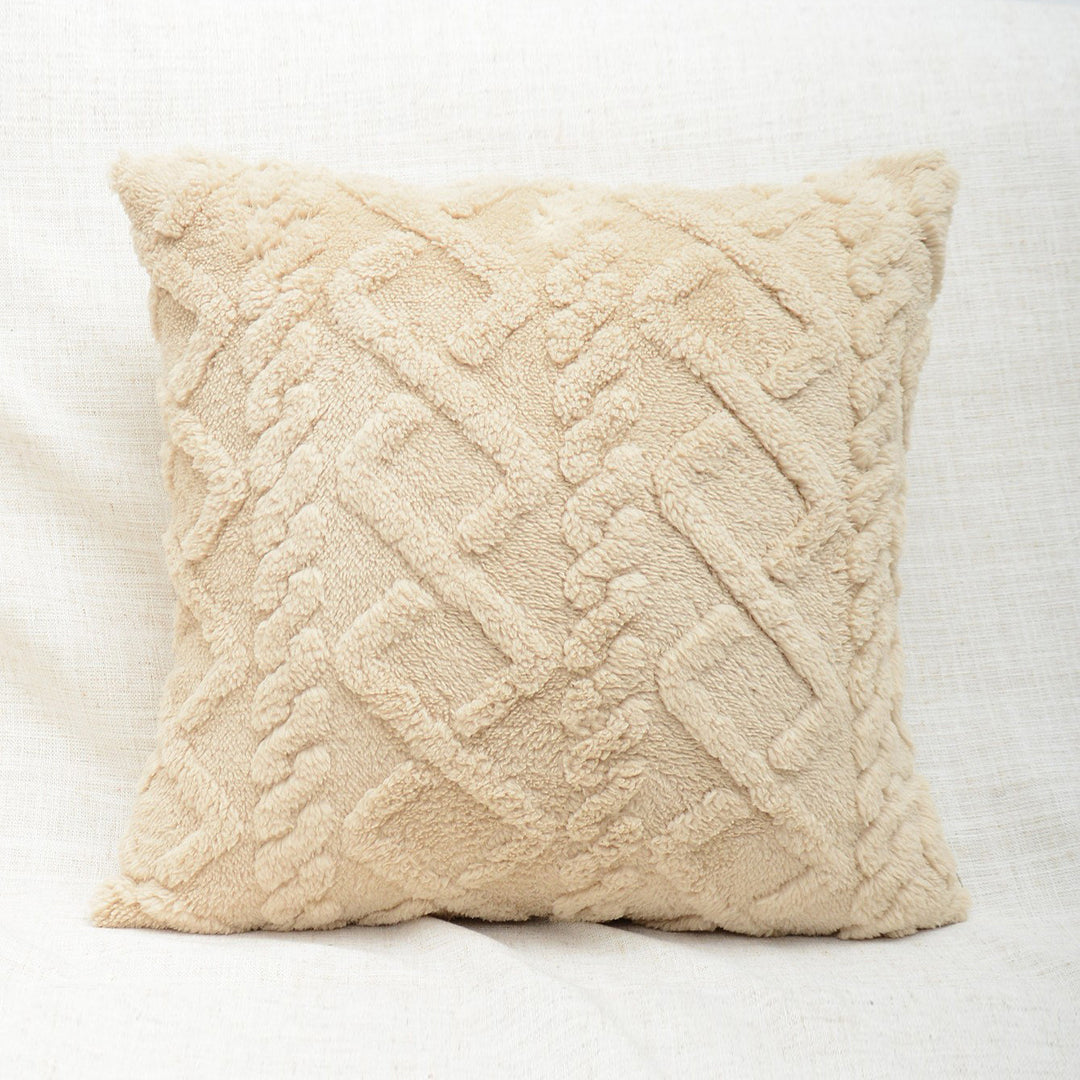 Plush Textured Sherpa Square Throw Pillow Cover with Geometric Tufting