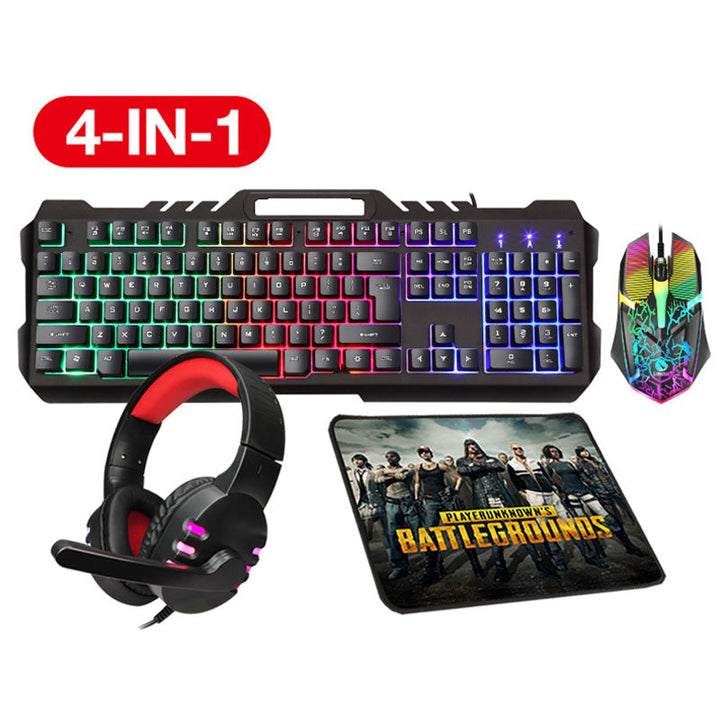 Gaming Accessory Set with RGB Keyboard, Precision Mouse, Headset, and Mouse Pad Kalsten