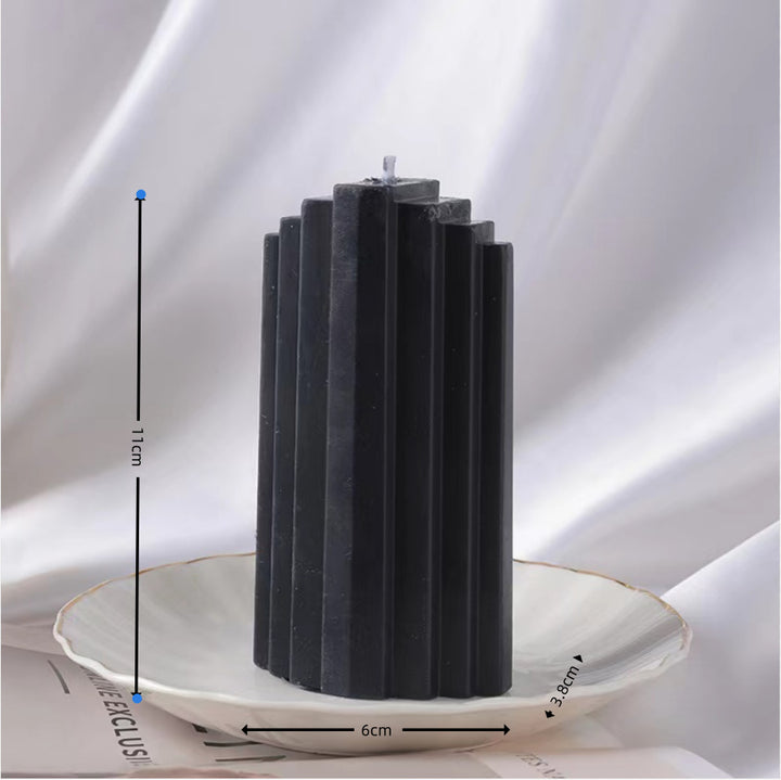 Vertical-Fluted Square Sculptural Pillar Candle
