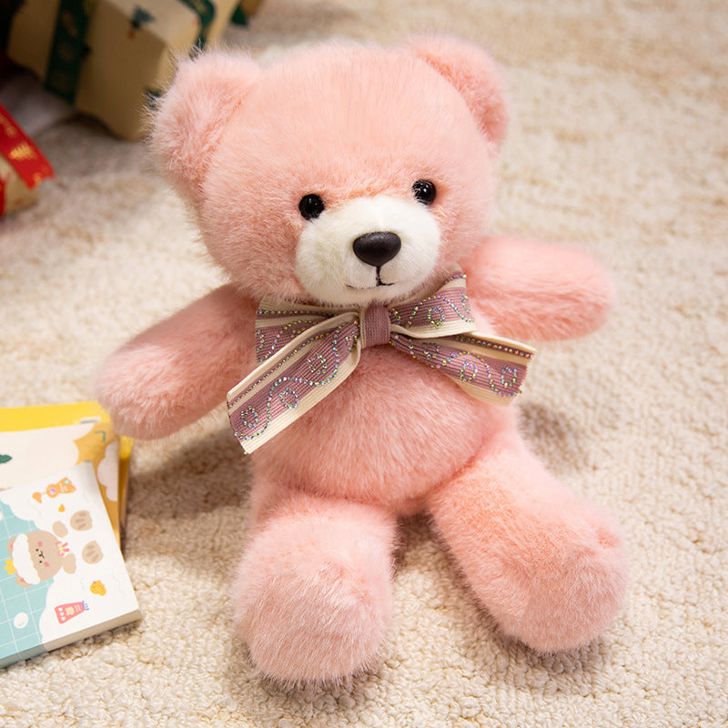 Plush Sitting Collectible Bear with Embroidered Smile, Crystal-Accent Ribbon Bow & Ultra-Soft Faux-Fur Plush Kalsten