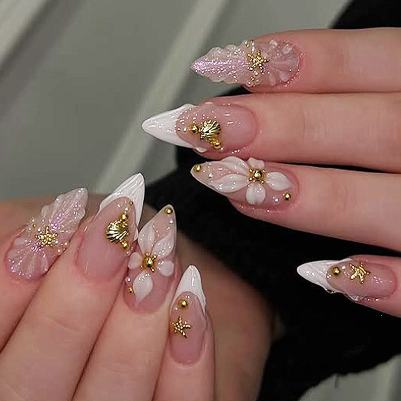 Acrylic nail set with playful romantic designs Kalsten