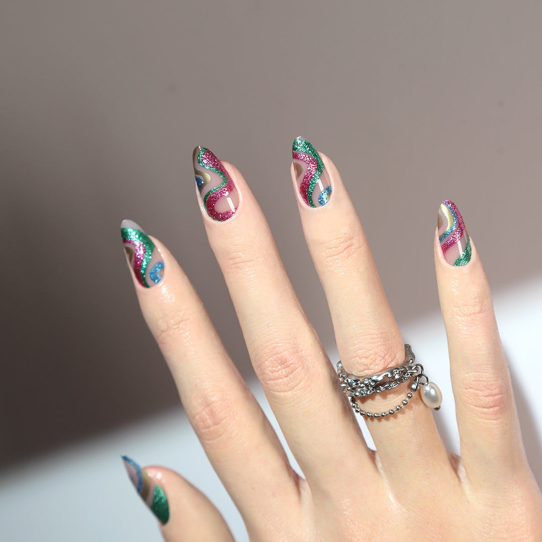 Artistic Glitter Decorated Stiletto Nails Kalsten