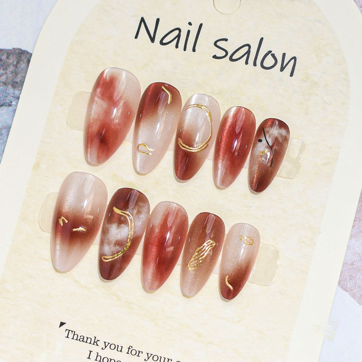 Elegant Ornamented Press-On Nail Set Kalsten