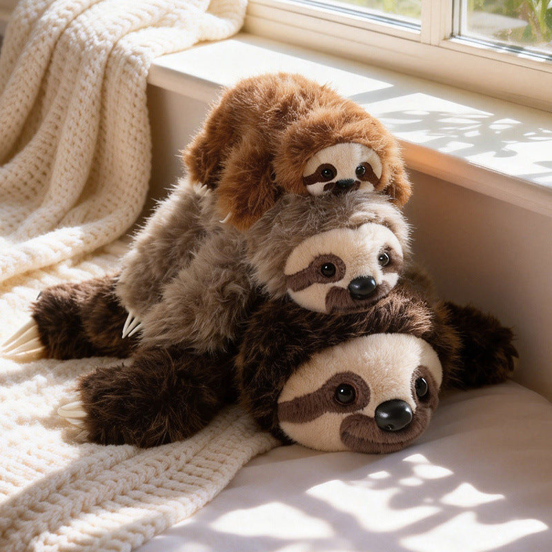 Lifelike Lying Sloth Plush Cushion Toy with Ultra-Soft Faux Fur and Cuddly Filling Kalsten