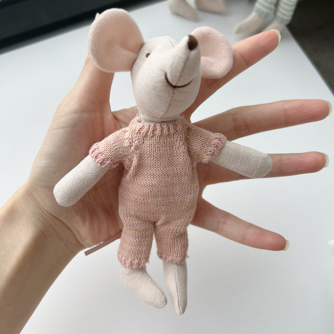 Handcrafted Cotton Mouse Doll with Crochet Floral Dress