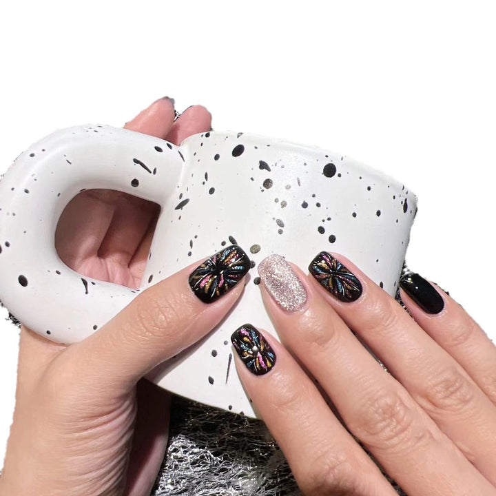 Artificial nails with glitter and floral patterns Kalsten