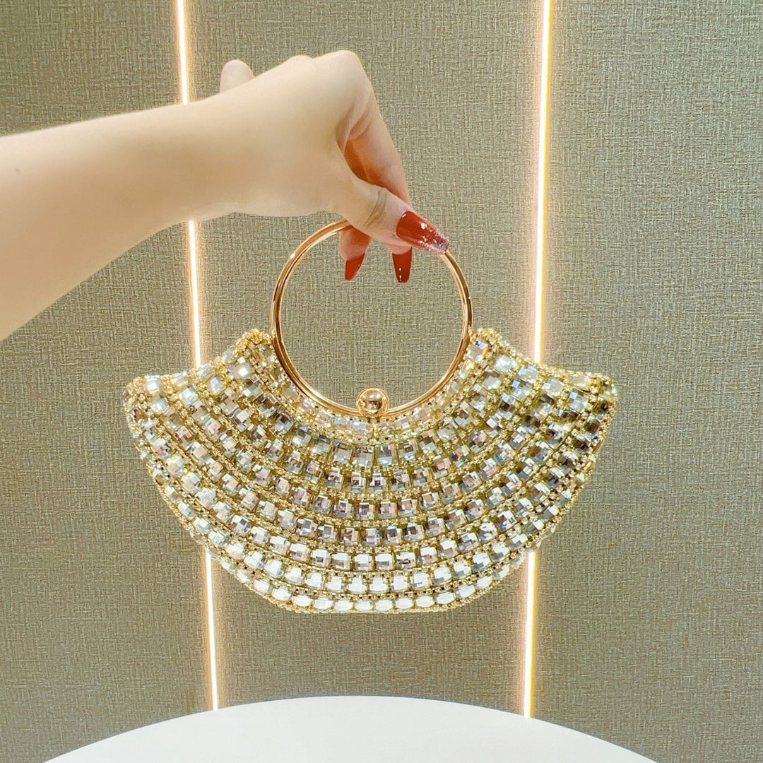 Rhinestone-Embellished Clutch Handbag