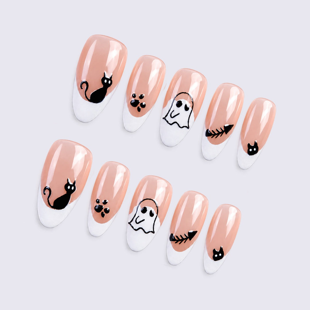 Creative Acrylic Nail Set with Halloween Motifs Kalsten