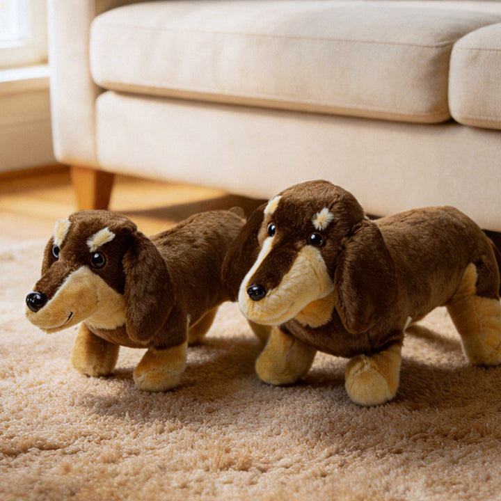 Realistic Long-Body Dachshund Plush Toy with Ultra-Soft Faux Fur and Bean-Filled Paws Kalsten