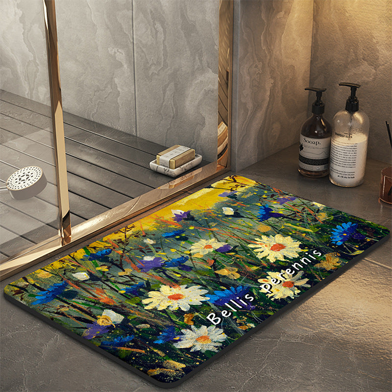 Artistic Round Bathroom Mat for Home