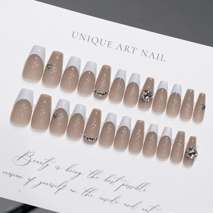 Glamorous Press-On Nail Set with Rhinestone Accents