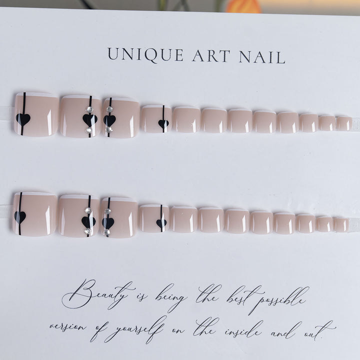 Heart-Accented Decorative Toenail Art