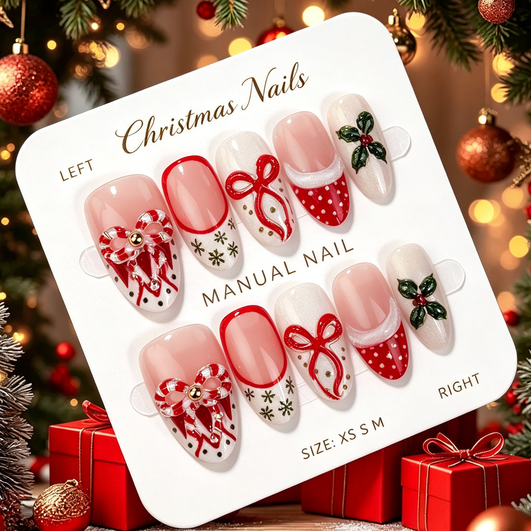 Decorative Holiday-Themed Press-On Nail Art Set