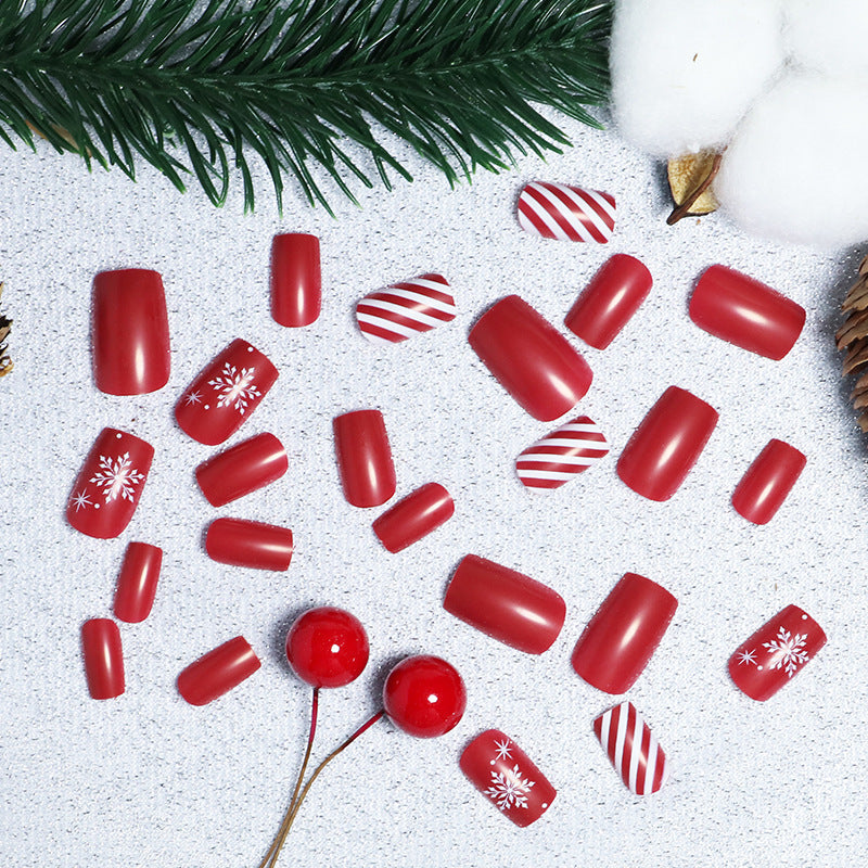 Festive Winter-Themed Press-On Nail Art Set Kalsten