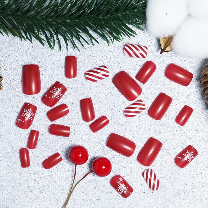 Festive Winter-Themed Press-On Nail Art Set Kalsten