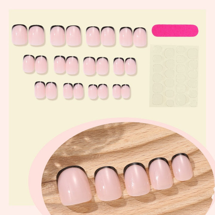 Elegant Artificial Nail Set with Black Tip Kalsten