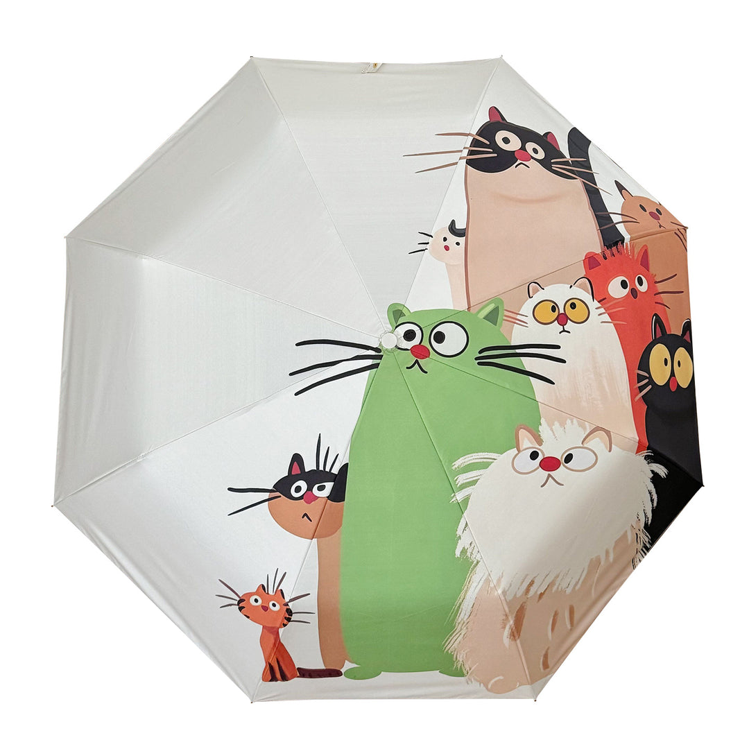 Women's Folding Umbrella with Playful Cat Design Kalsten
