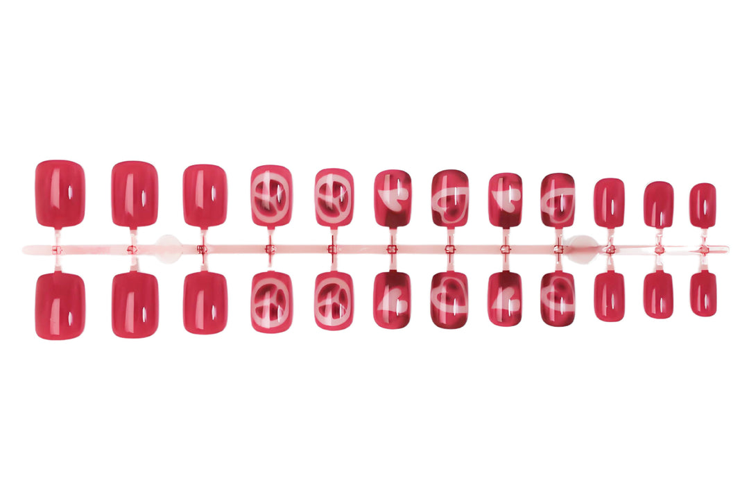 Acrylic nail set with elegant heart and pattern designs Kalsten