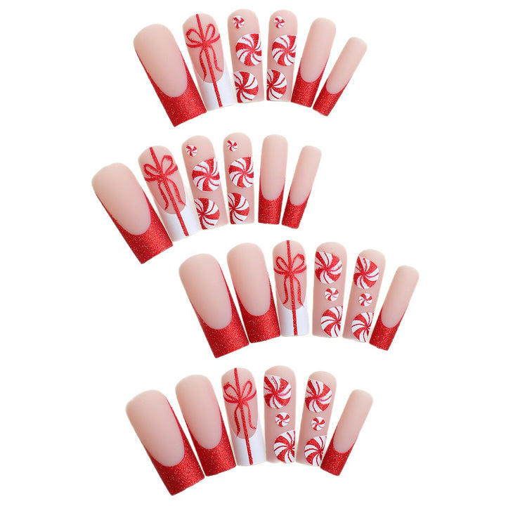 Festive Candy Cane Press-On Nail Art Kalsten