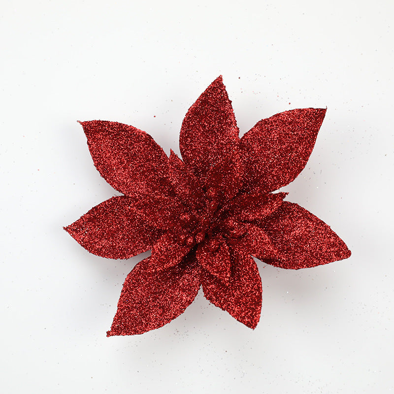 Glittering Poinsettia Flower Ornaments Kalsten