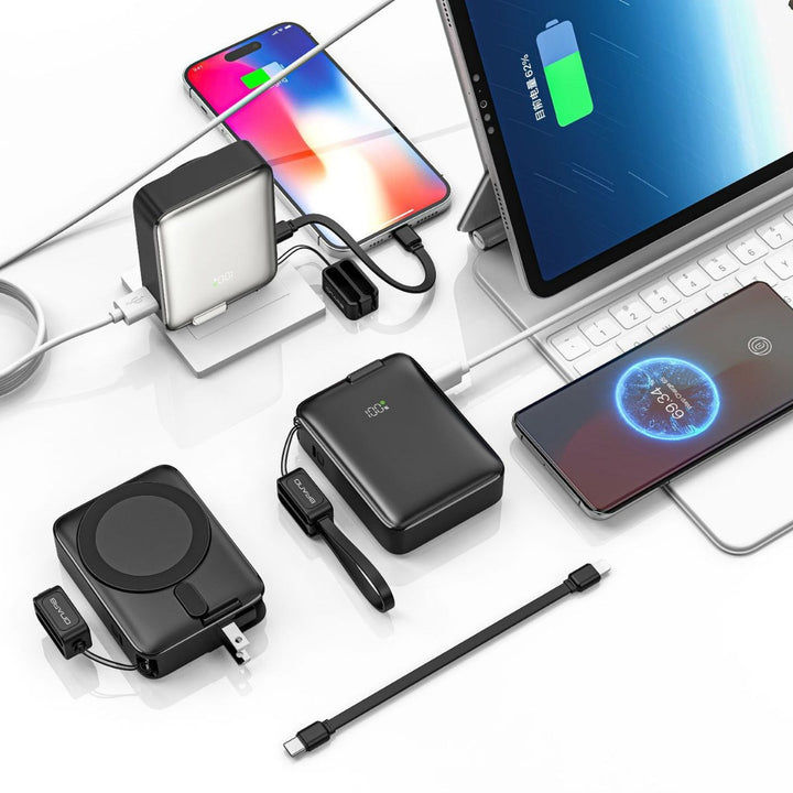 Portable power bank with integrated magnetic charger and smart LED display Kalsten