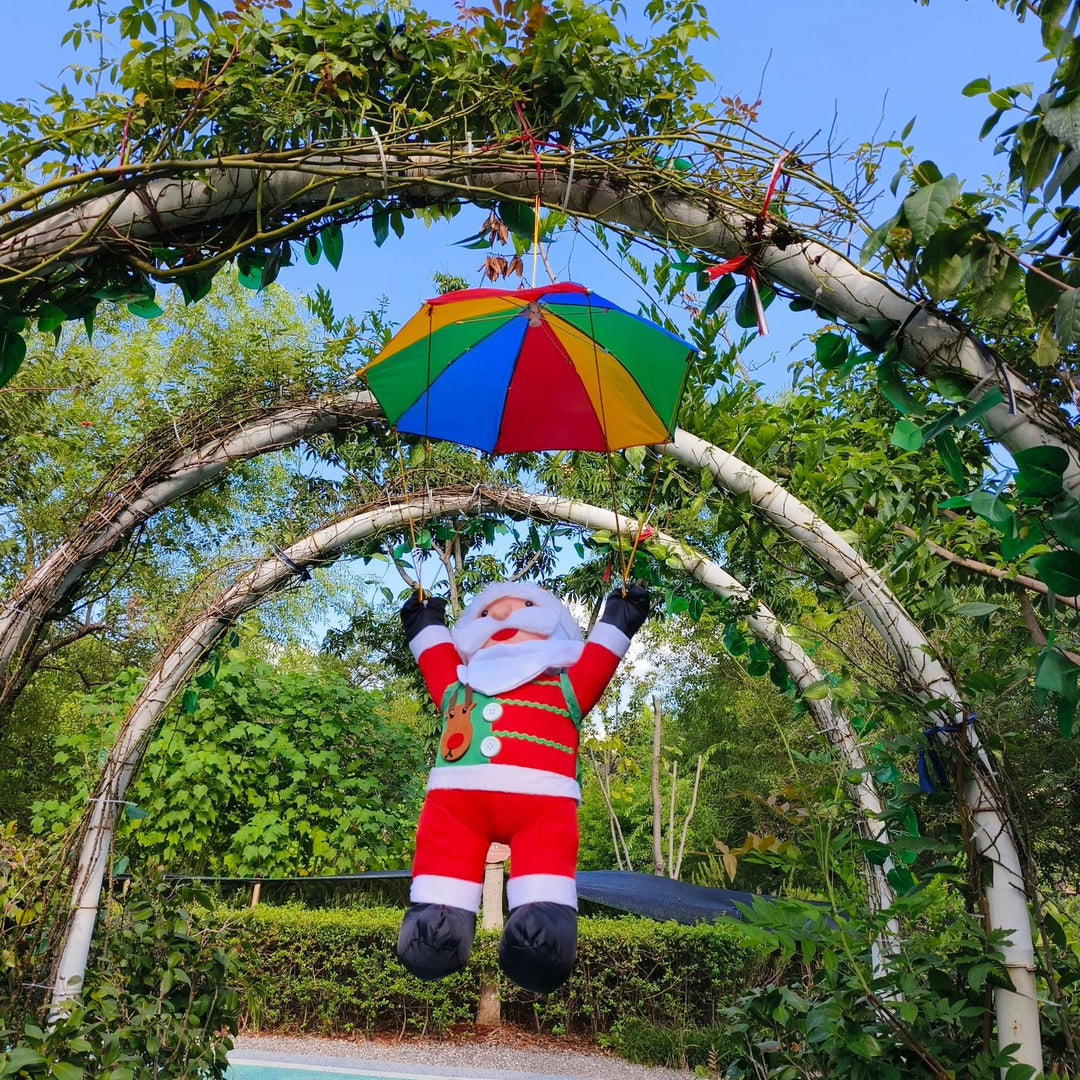Inflatable Santa Claus figure with parachute