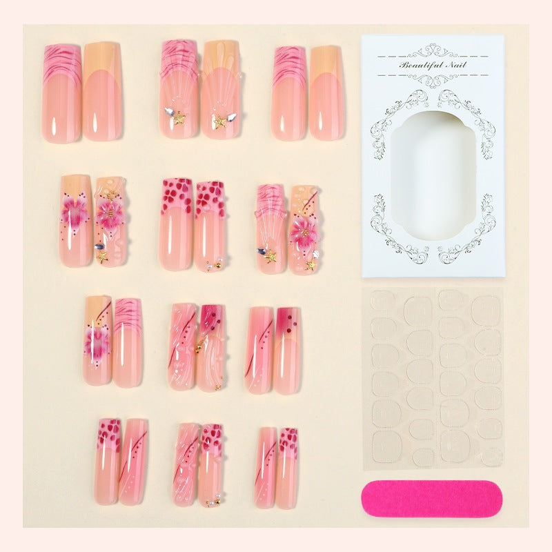 Fake nail set with floral and glittering decorations Kalsten