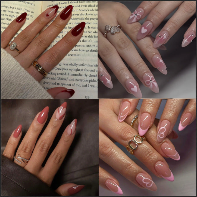 Nail art set with elegant heart and flower decorations Kalsten