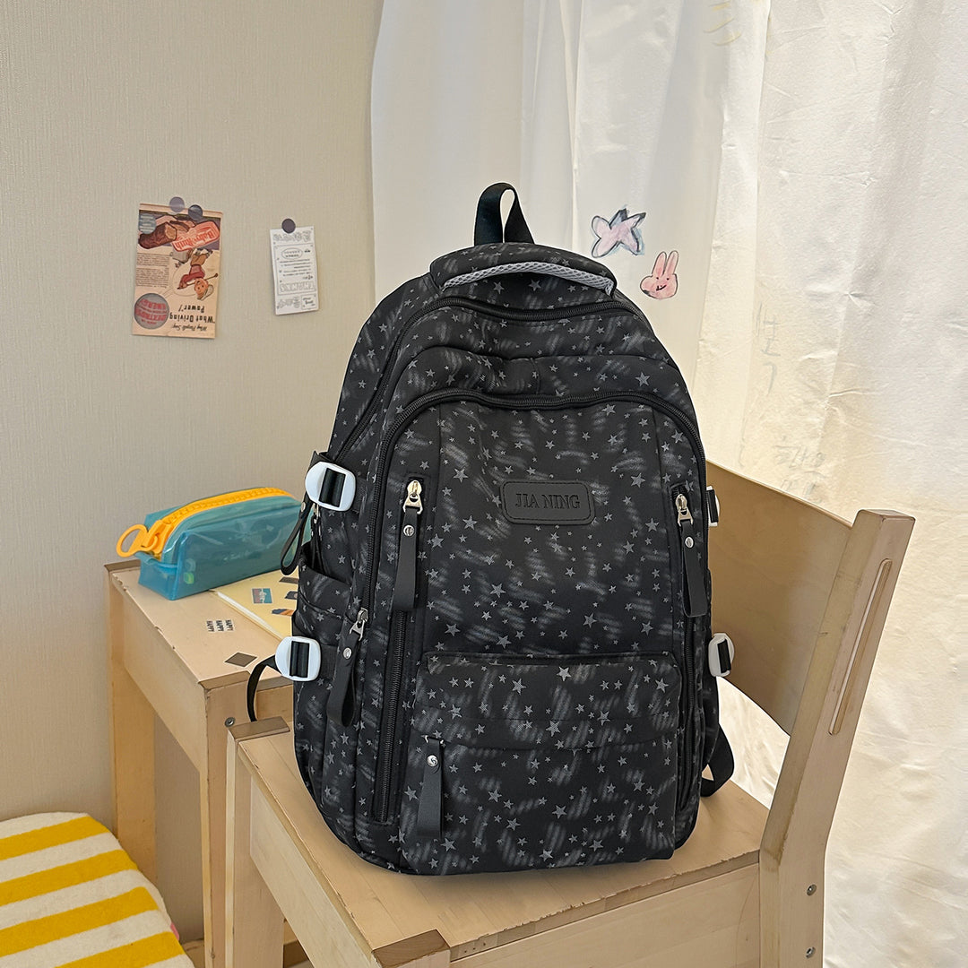 Stylish Multi-Compartment Star-Embellished Backpack Kalsten