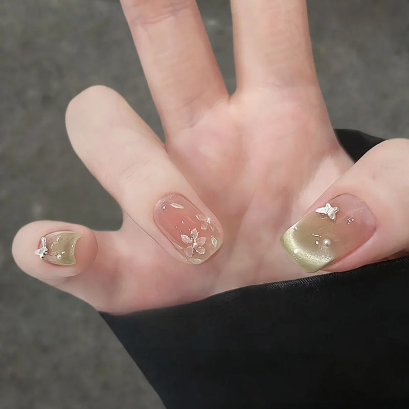 Floral Butterfly Press-On Nail Art Kalsten