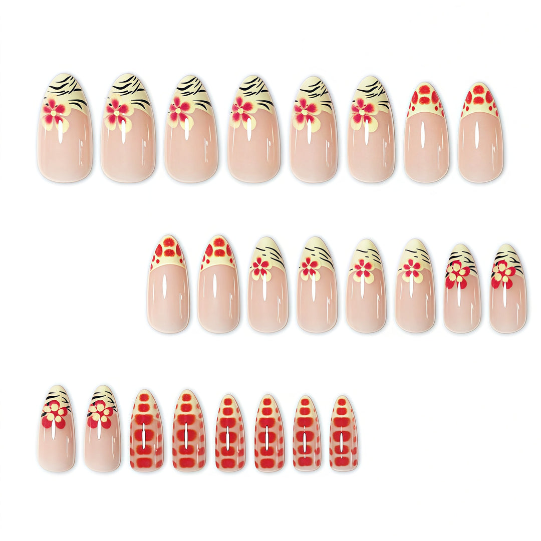 Floral French Tip Nail Art Extensions Kalsten