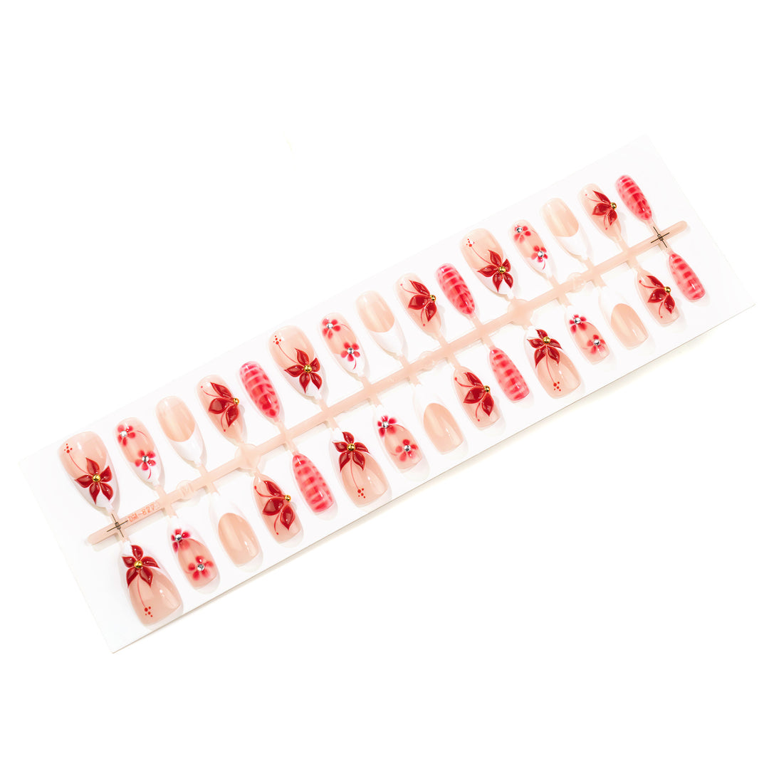 Floral Elegant Stiletto Press-On Nail Art Kalsten