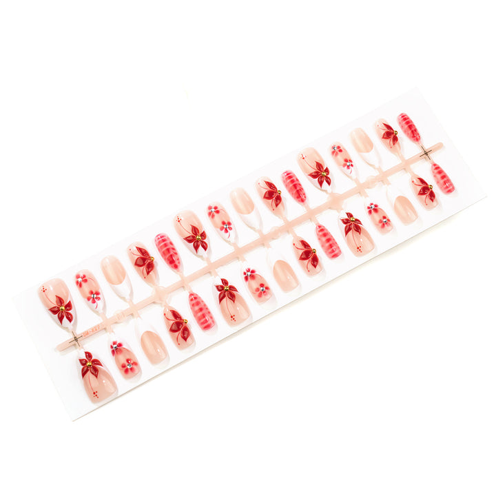 Floral Elegant Stiletto Press-On Nail Art Kalsten