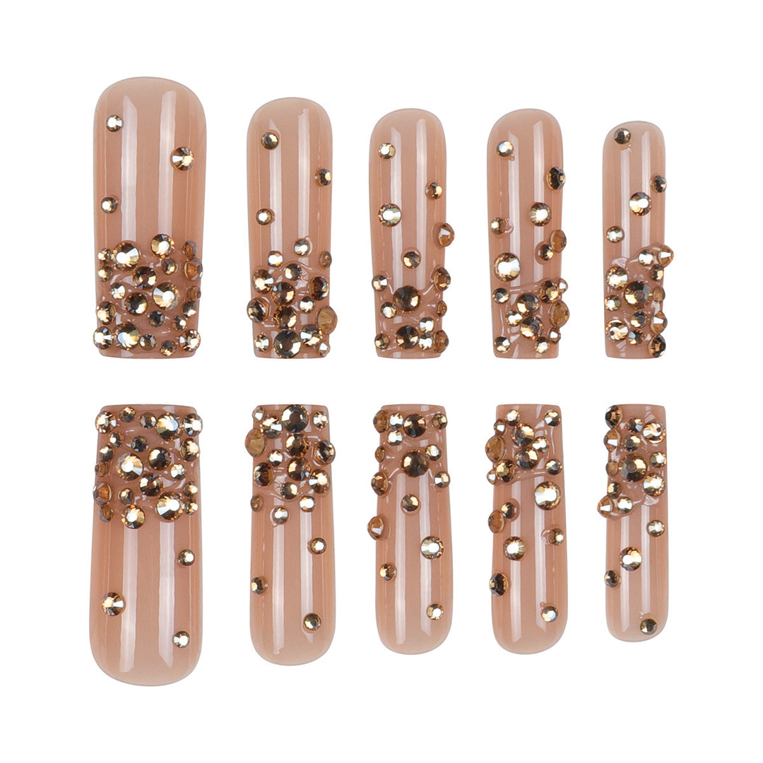 Decorative Long Stiletto Press-On Nails with Rhinestone Accents Kalsten
