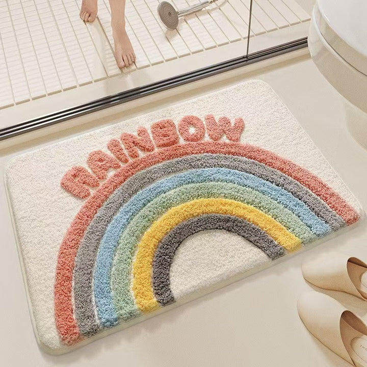 Cozy Rainbow-Themed Bath Mat