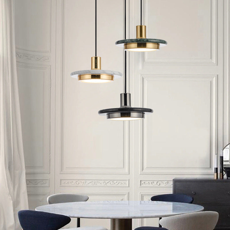 Elegant Marble and Brass Pendant Light