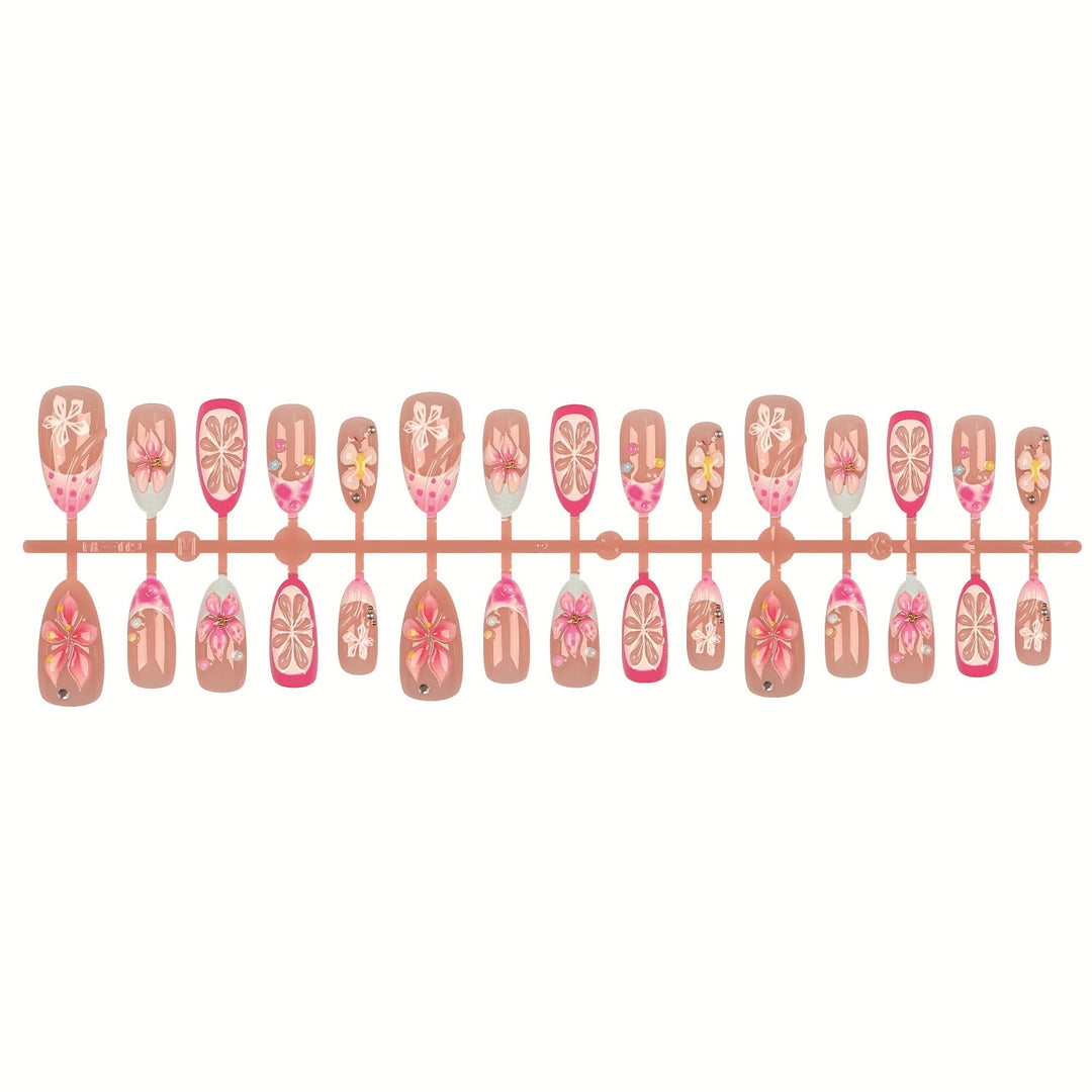 Floral Embellished Press-On Nail Tips