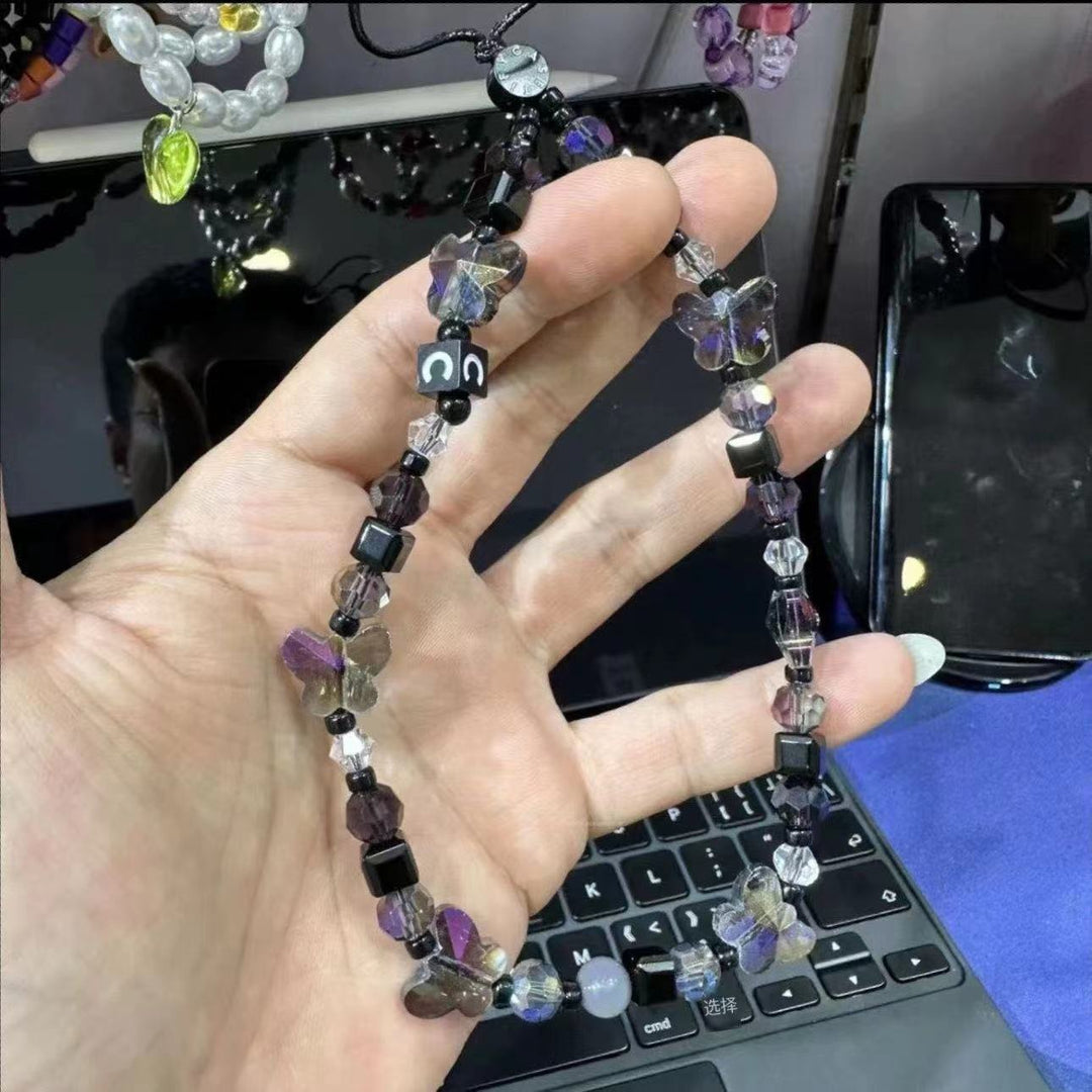 Artistic Butterfly Beaded Phone Lanyard Kalsten