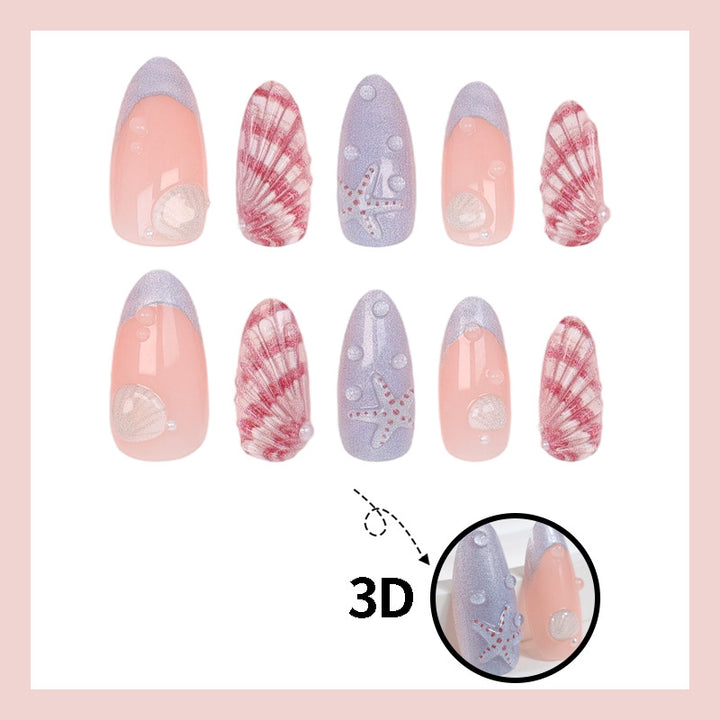 Nail art set with maritime shell and star motifs Kalsten