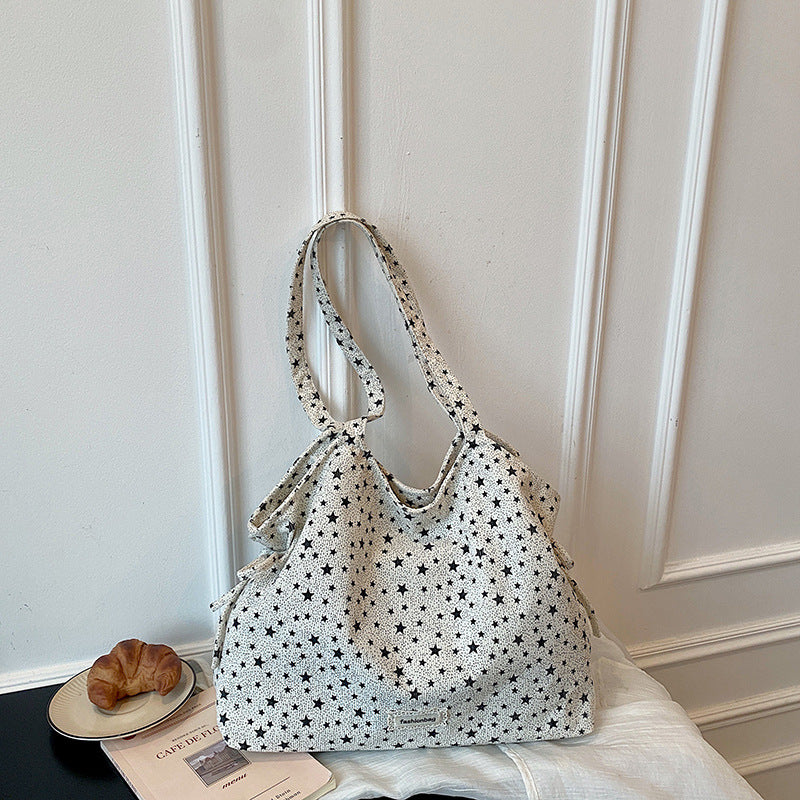 Casual Star-Patterned Tote Bag