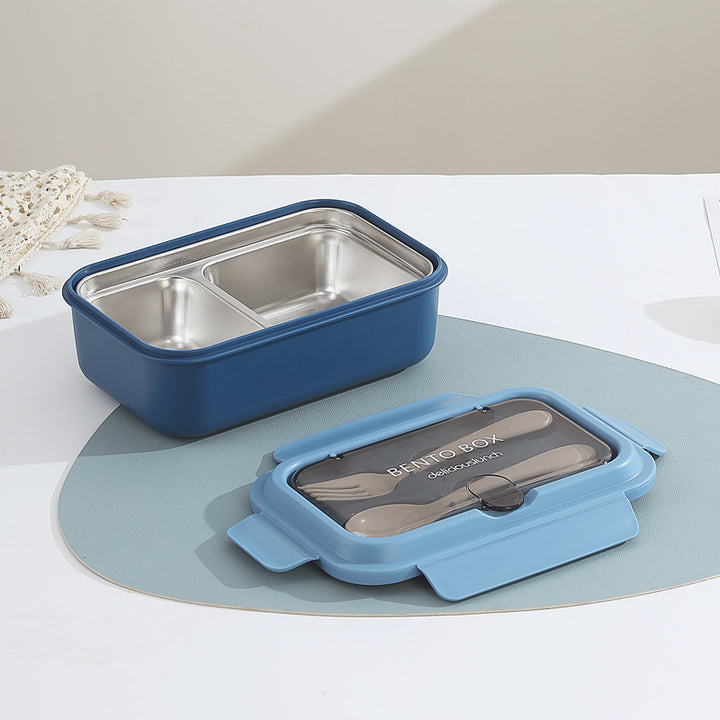 Multi-Compartment Bento Lunch Box with Integrated Utensils